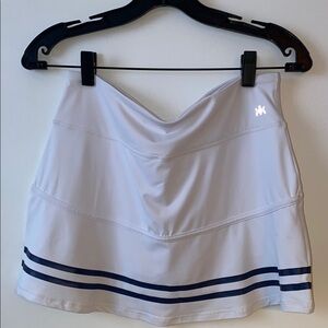 White Skort with Navy Stripes